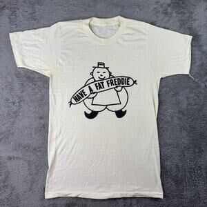 Vintage 1970s Have A Fat Freddie Hot Dog Promo T Shirt Boardwalk USA Mens S
